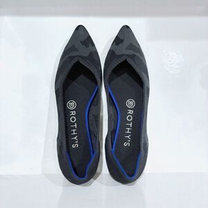 Rothy’s Women’s Pointed Toe Flats W7.5 Black Camo Knit Chic Minimalist